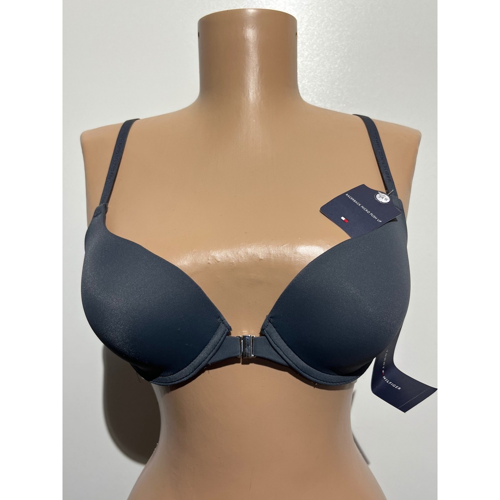 Tommy Hilfiger Womens Racerback Micro Push Up Bra Charcoal Grey 34B R72T034‎ NWT